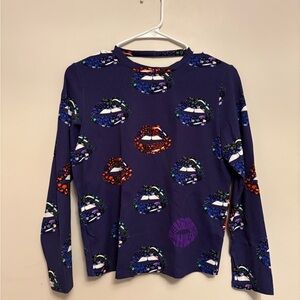 Women’s Desigual Long Sleeve Shirt with Colorful Lips Design